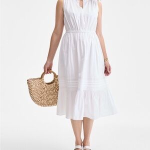 Style & Co White Cotton Midi Dress Petite Large Sleeveless Boho Cottagecore NWT